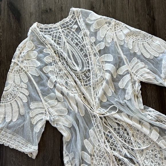 🦋 Floral bohemian sheer kimono beach cover up - Picture 5 of 12